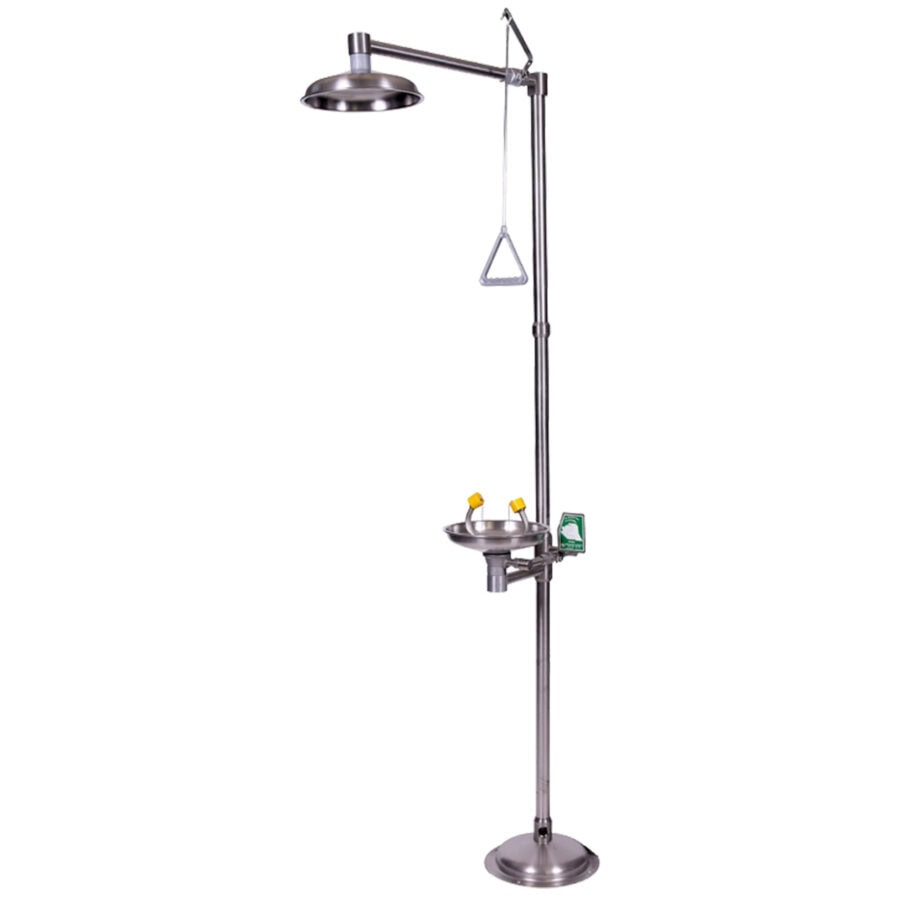 15031000 Hätäsuihku ruostumaton teräs jalustamalli 1280x1280 - ProSafety Kombineeritud dušš pakub terviklikku kaitset töökohal. Kehadušš, näodušš ja avariidušš ühes seadmes tagavad kiire abi kemikaalidega kokkupuutel.